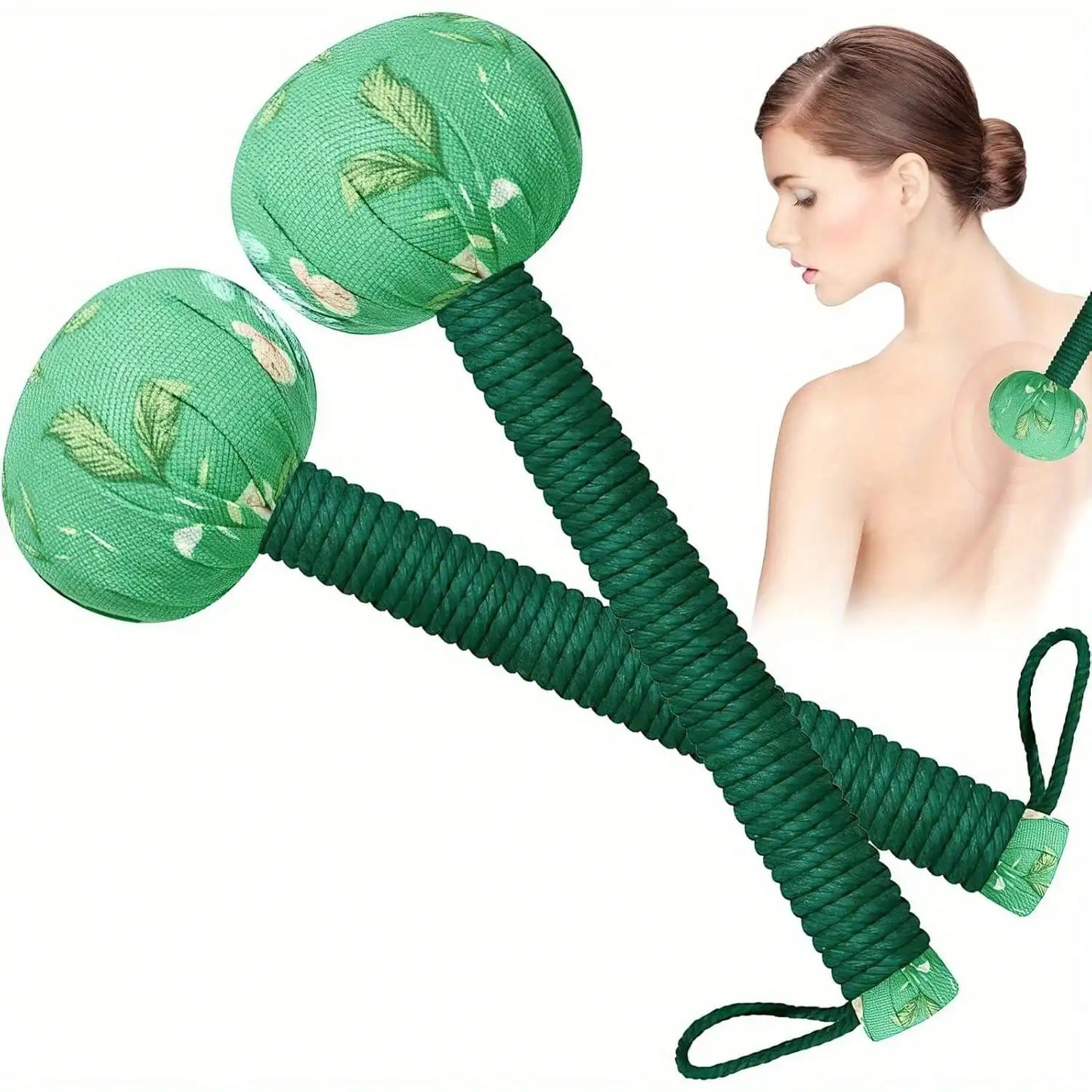 Long Handled Wormwood Massage Hammer Green