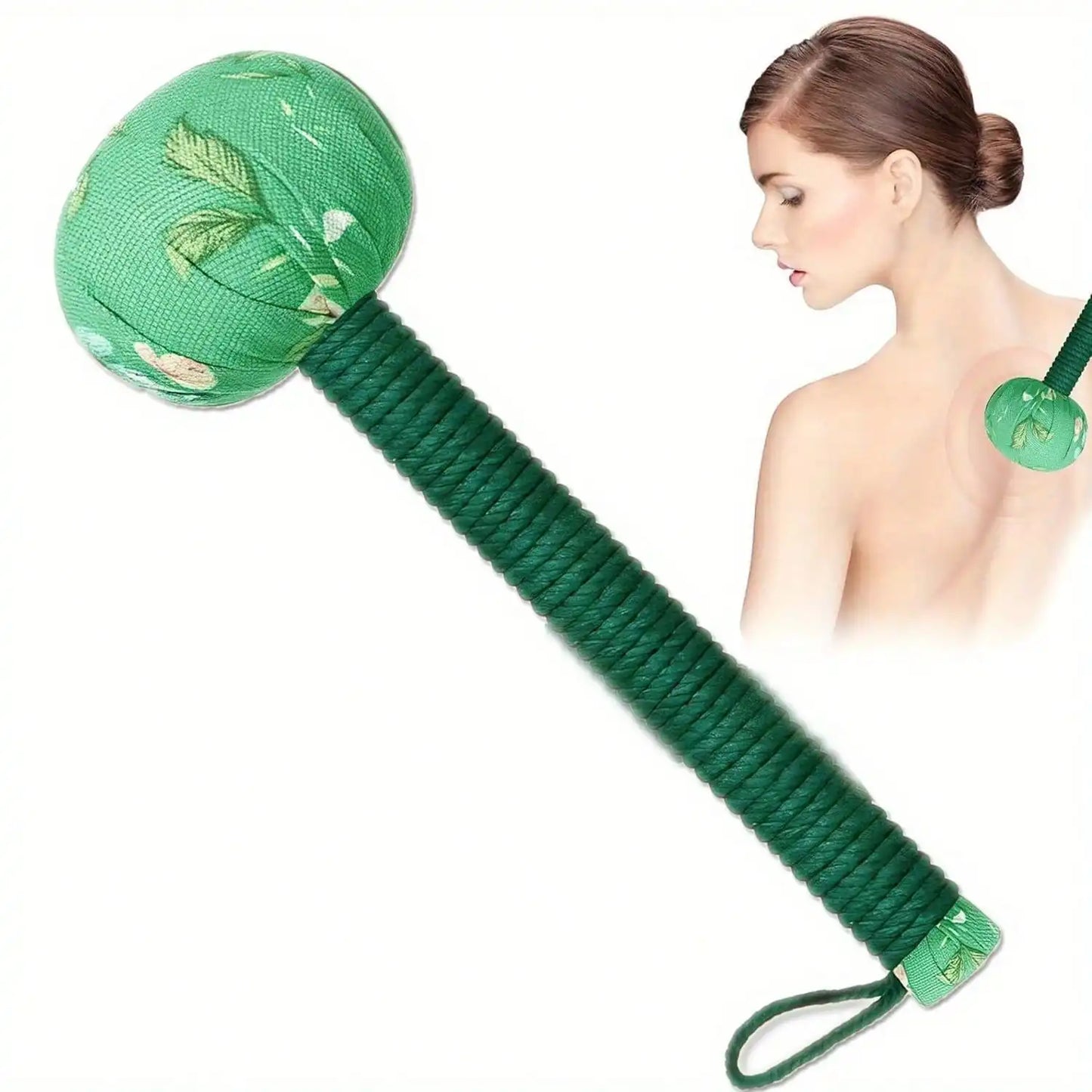 Long Handled Wormwood Massage Hammer Green