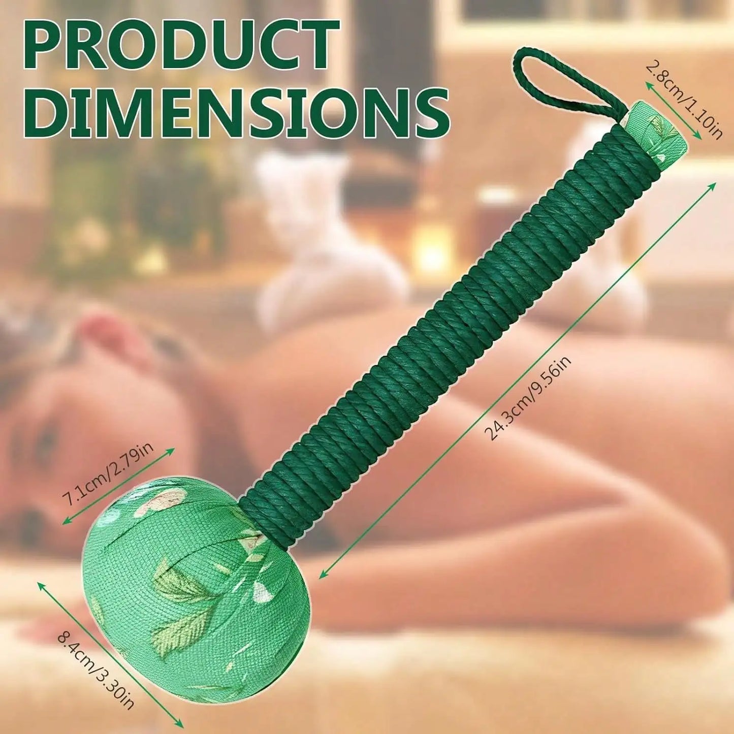 Long Handled Wormwood Massage Hammer Green