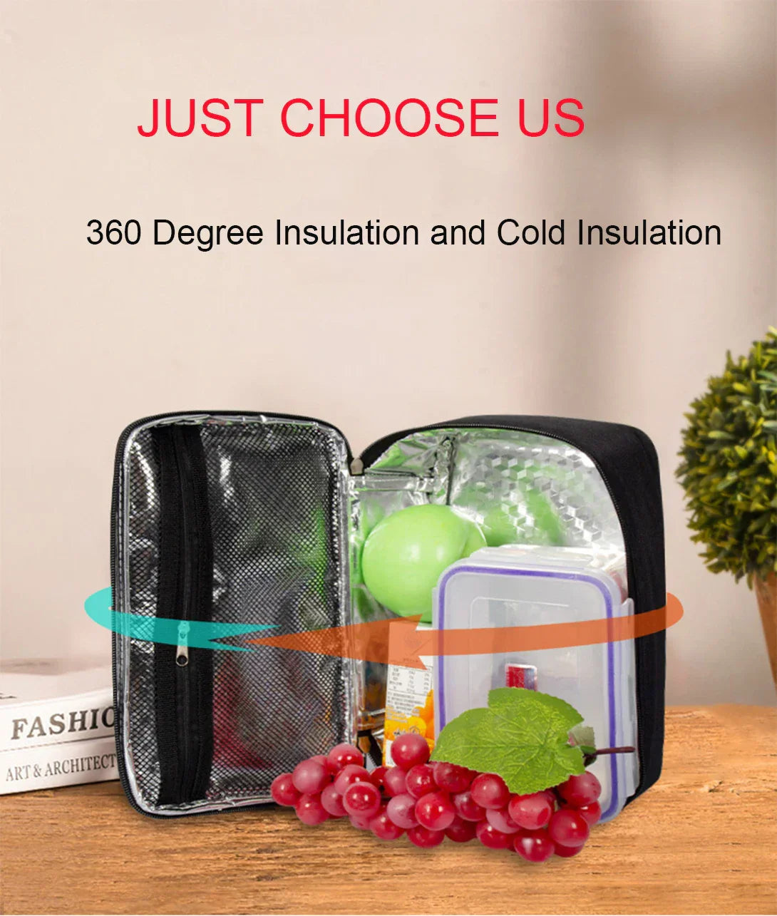 Small Insulated Lunch Box Bag for Work Picnic (Black)