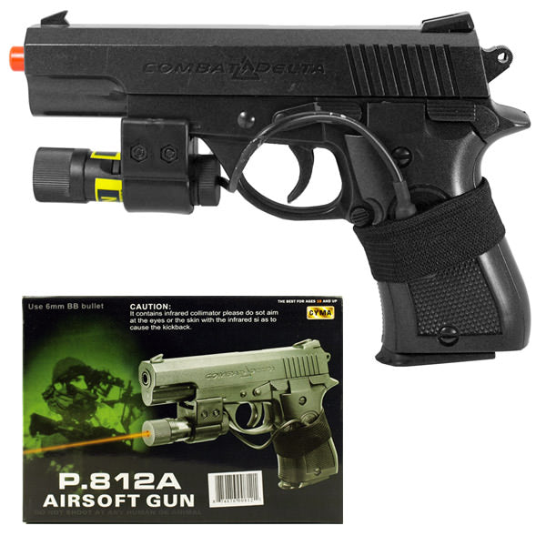 M812A Spring Airsoft Hand Gun with Laser and 6mm BB's Plastic Body
