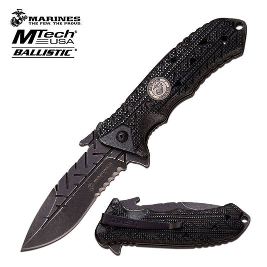Marines 4.75 Inch Closed Mtech USA Assisted Opening Knife Black