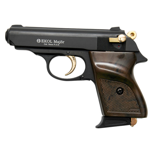 MVP Blank Firing Replica Gun - Black Finish With Gold Fittings