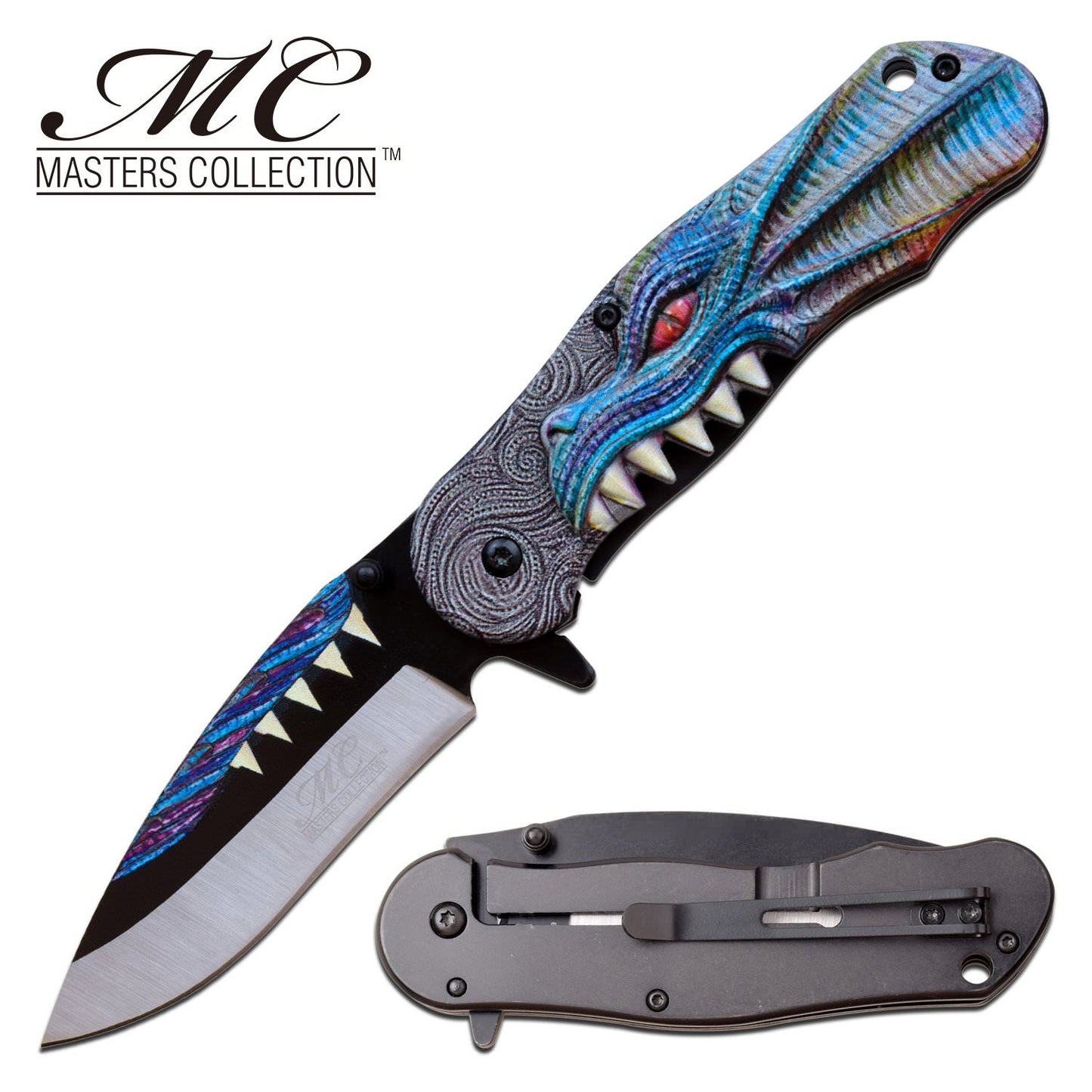 8" Blue Dragon Tactical Thrones Spring-Assist Folding Pocket Knife