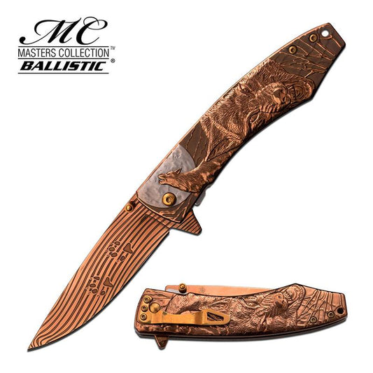 Copper Rose Ti Finished Wolf Spring Assist Folder Knife