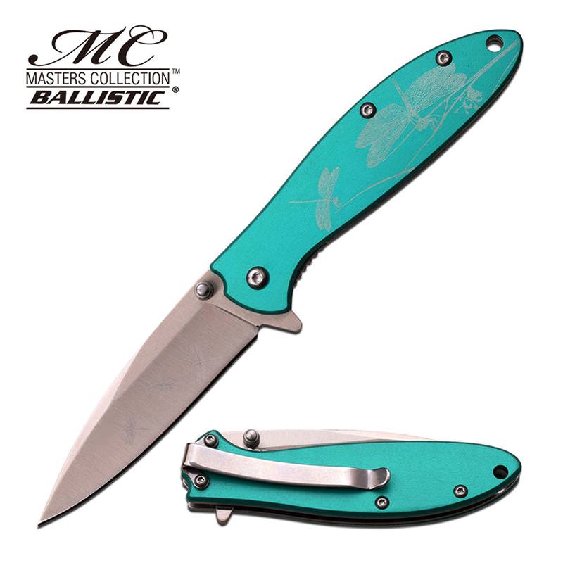 Masters Collection Ballistic Dragonfly Design Assisted Opening Knife Green - TOPHATTER'S ARMORY DEALS