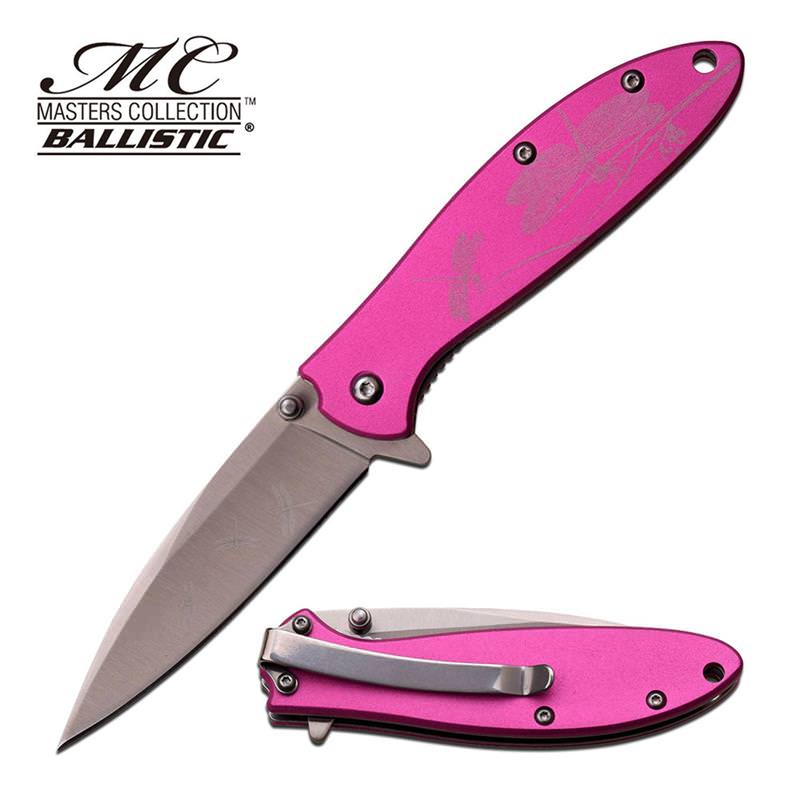 Ballistic Dragonfly Design Assisted Opening Knife Pink - TOPHATTER'S ARMORY DEALS