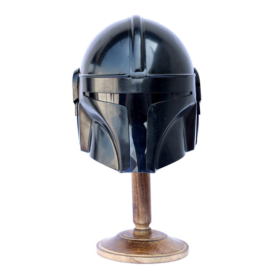 Mandalorian Steel Black Helmet with Stand