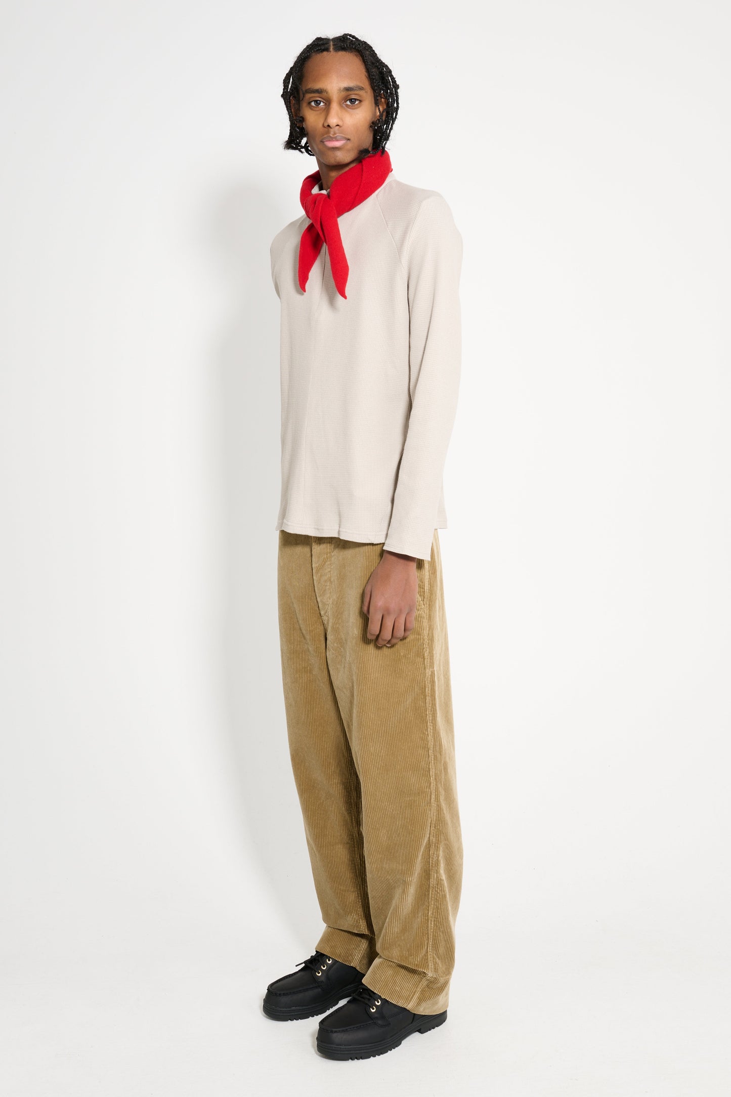 Margaret Howell MHL Wide Waistband Trouser Heavy Corduroy Off Putty