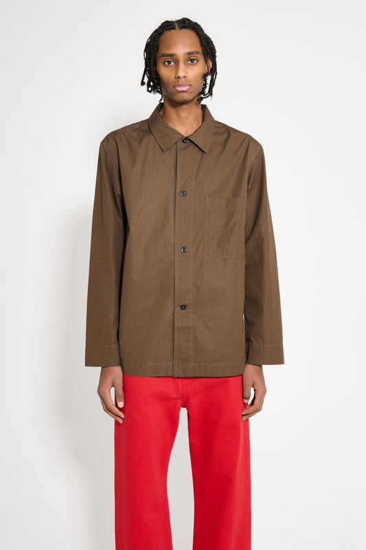 Margaret Howell MHL PJ Shirt Compact Cotton Poplin Carob