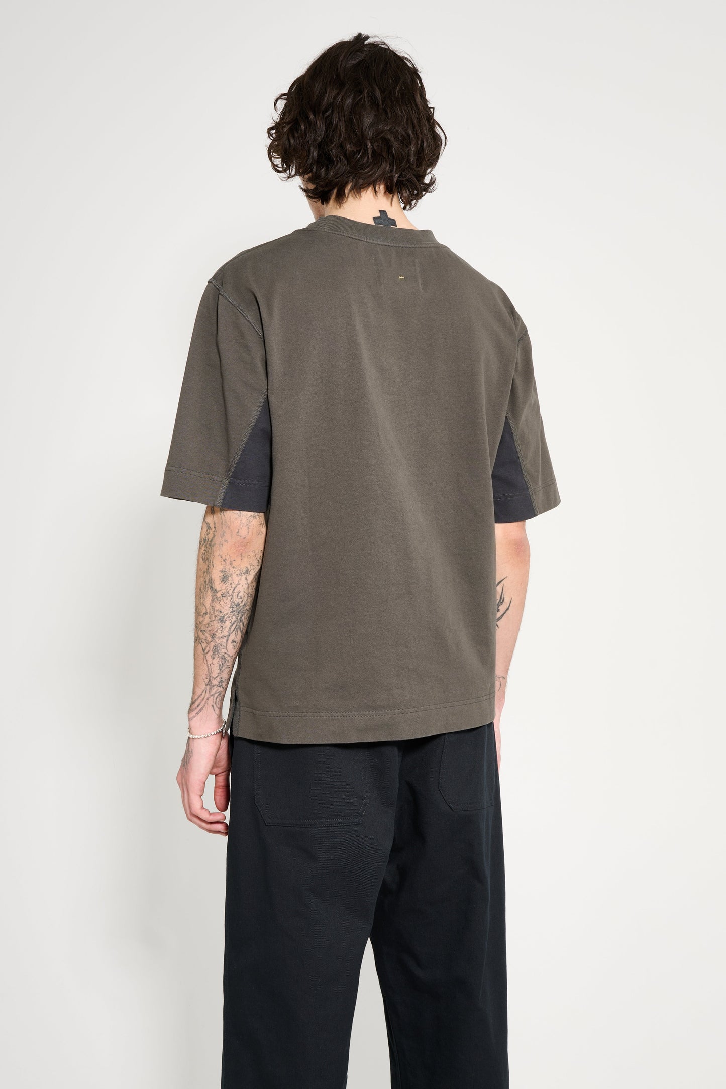 Margaret Howell MHL Panel T-Shirt Light Cotton Jersey Assam / Black