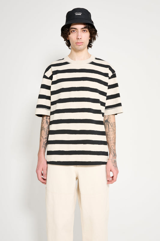 Margaret Howell MHL T-Shape Matelot Cotton Hemp Jersey Natural / Black