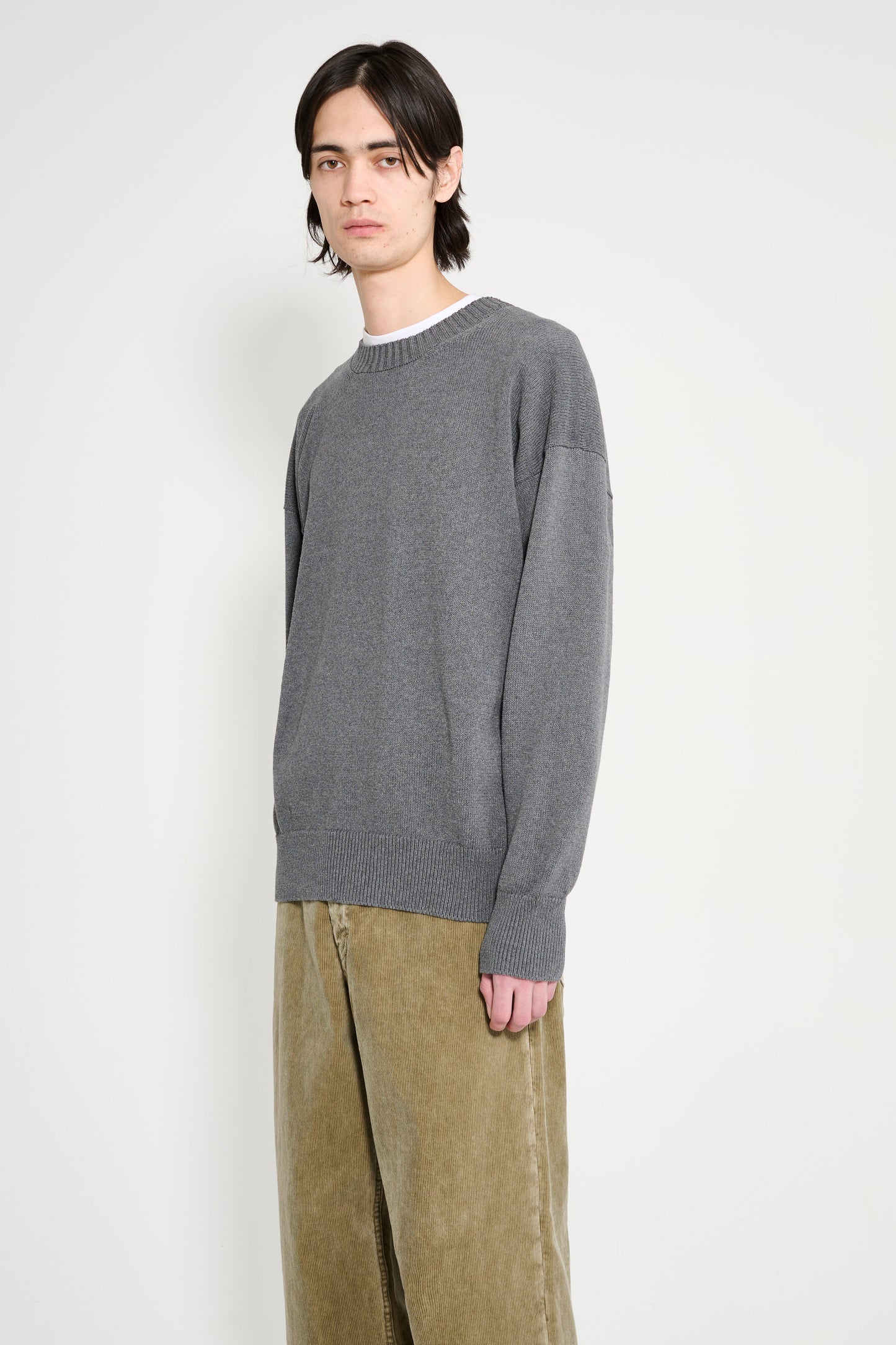 Margaret Howell MHL Cross Over Crew Dry Cotton Charcoal