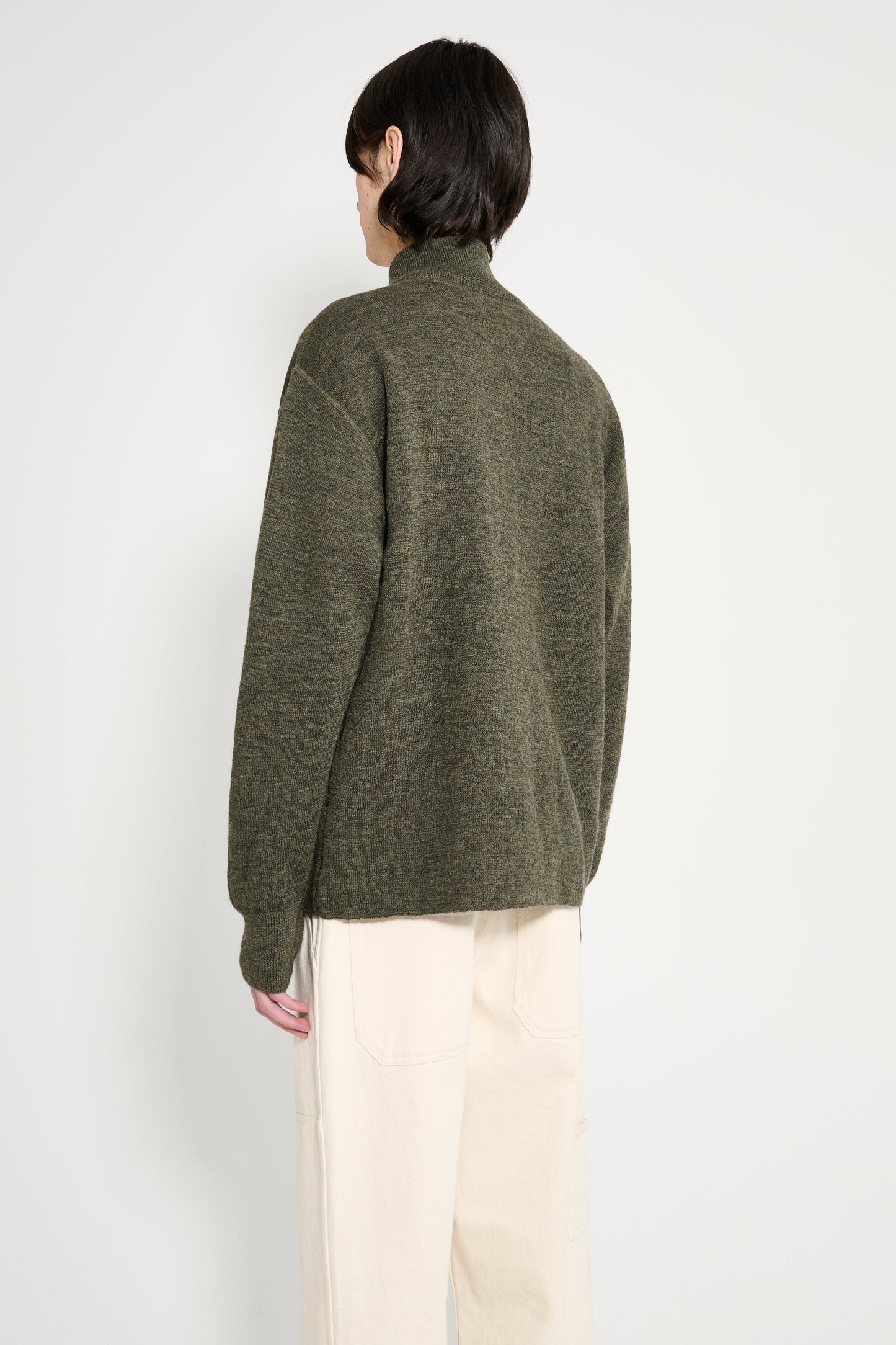 Margaret Howell MHL Stripe Zip Through Dry Wool Olive / Black