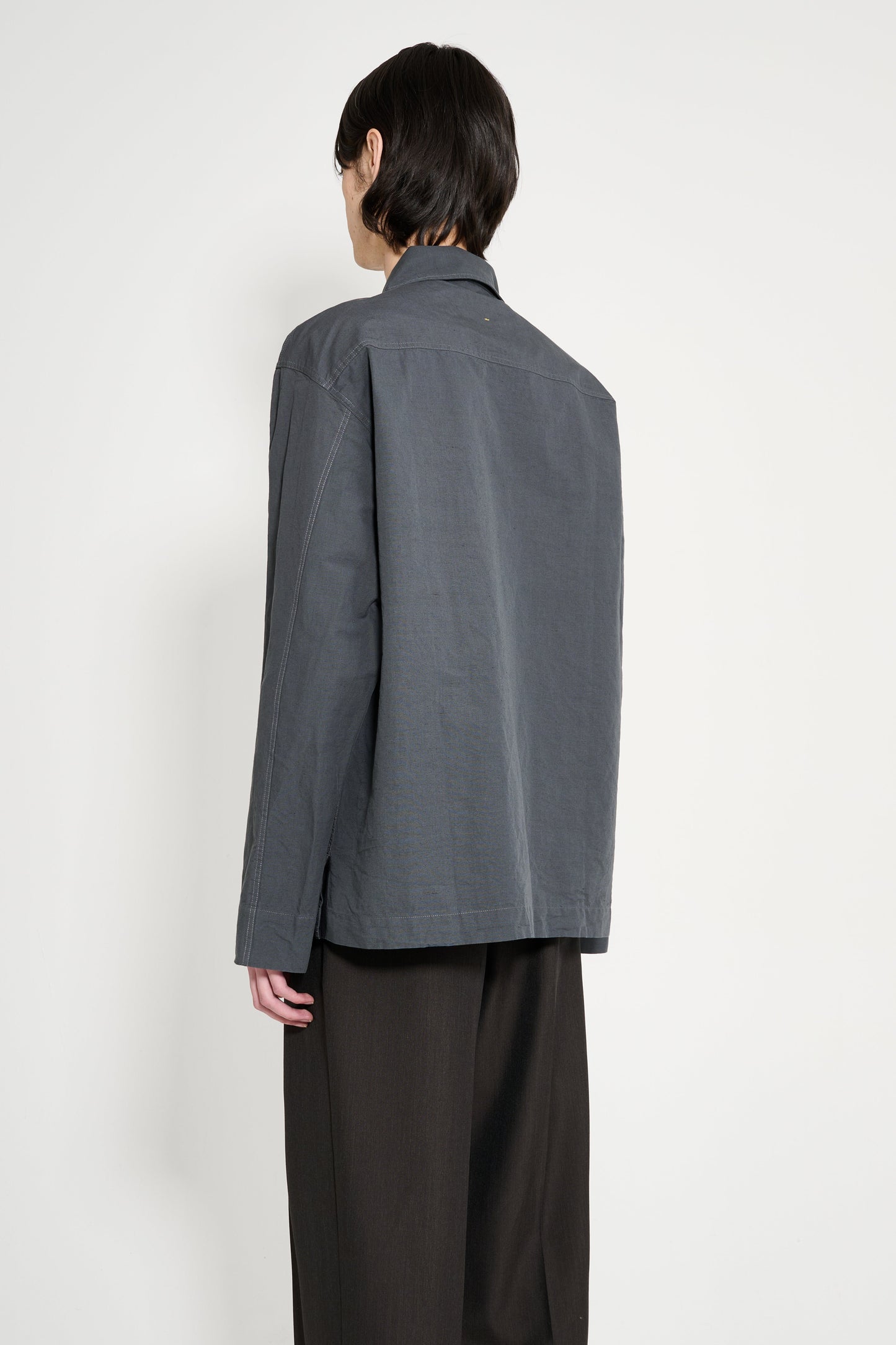 Margaret Howell MHL Storm Flap Shirt Dry Cotton Linen Carbon