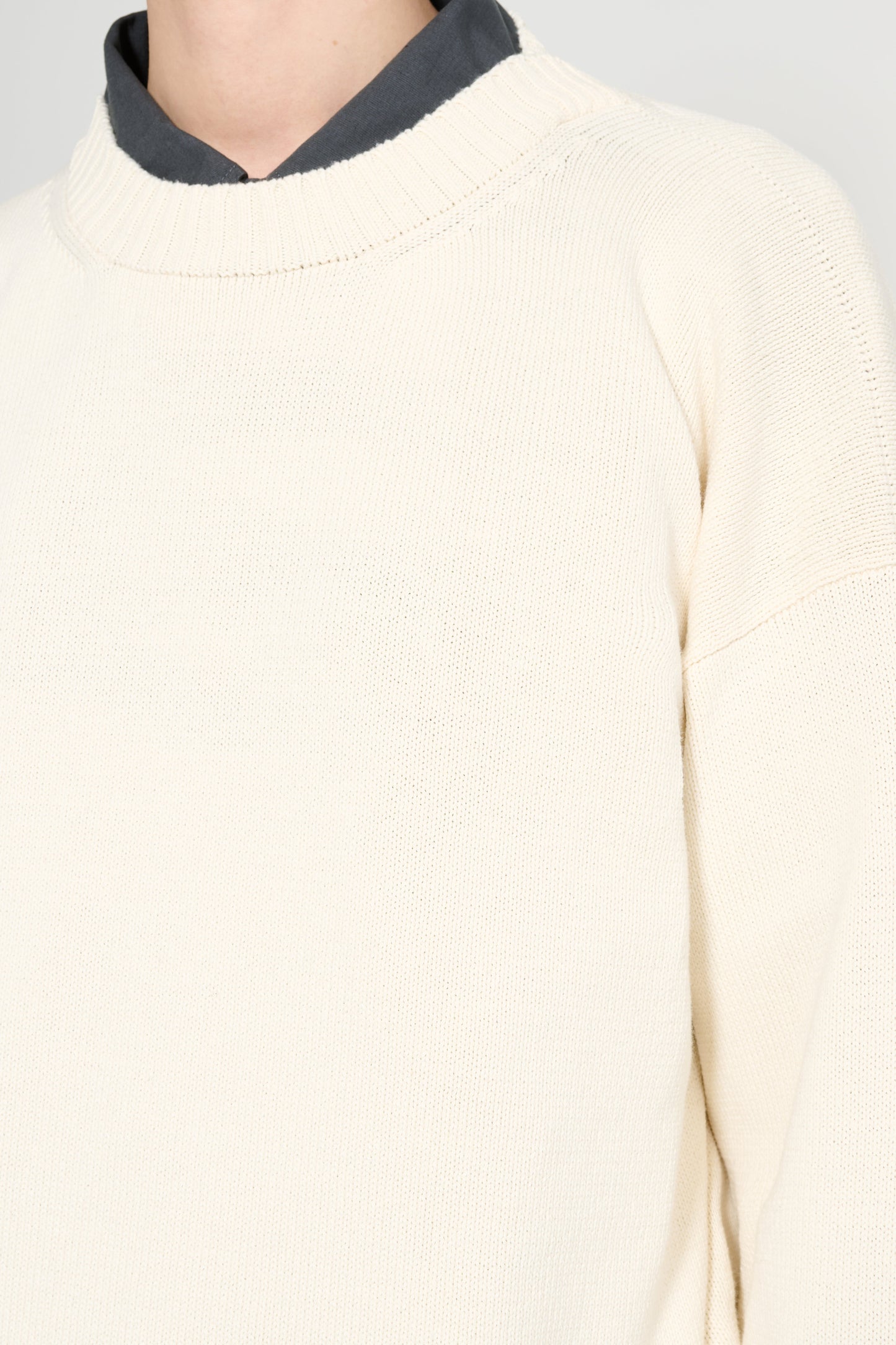 Margaret Howell MHL Cross Over Crew Dry Cotton Ecru
