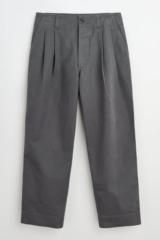 Margaret Howell MHL Stitch Pleat Trousers Compact Cotton Charcoal