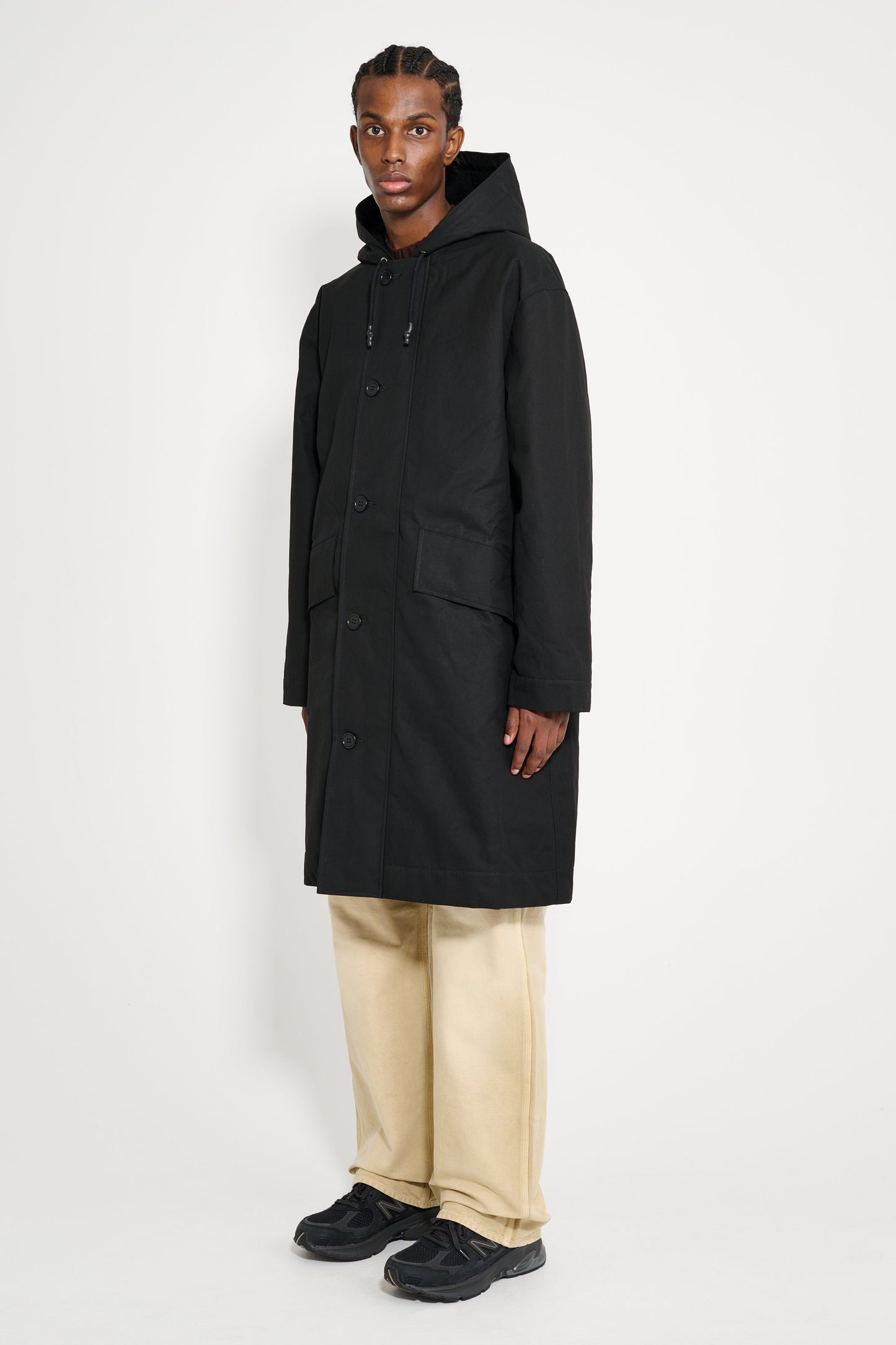 Margaret Howell MHL Hooded Deck Parka Dry Cotton Canvas Black