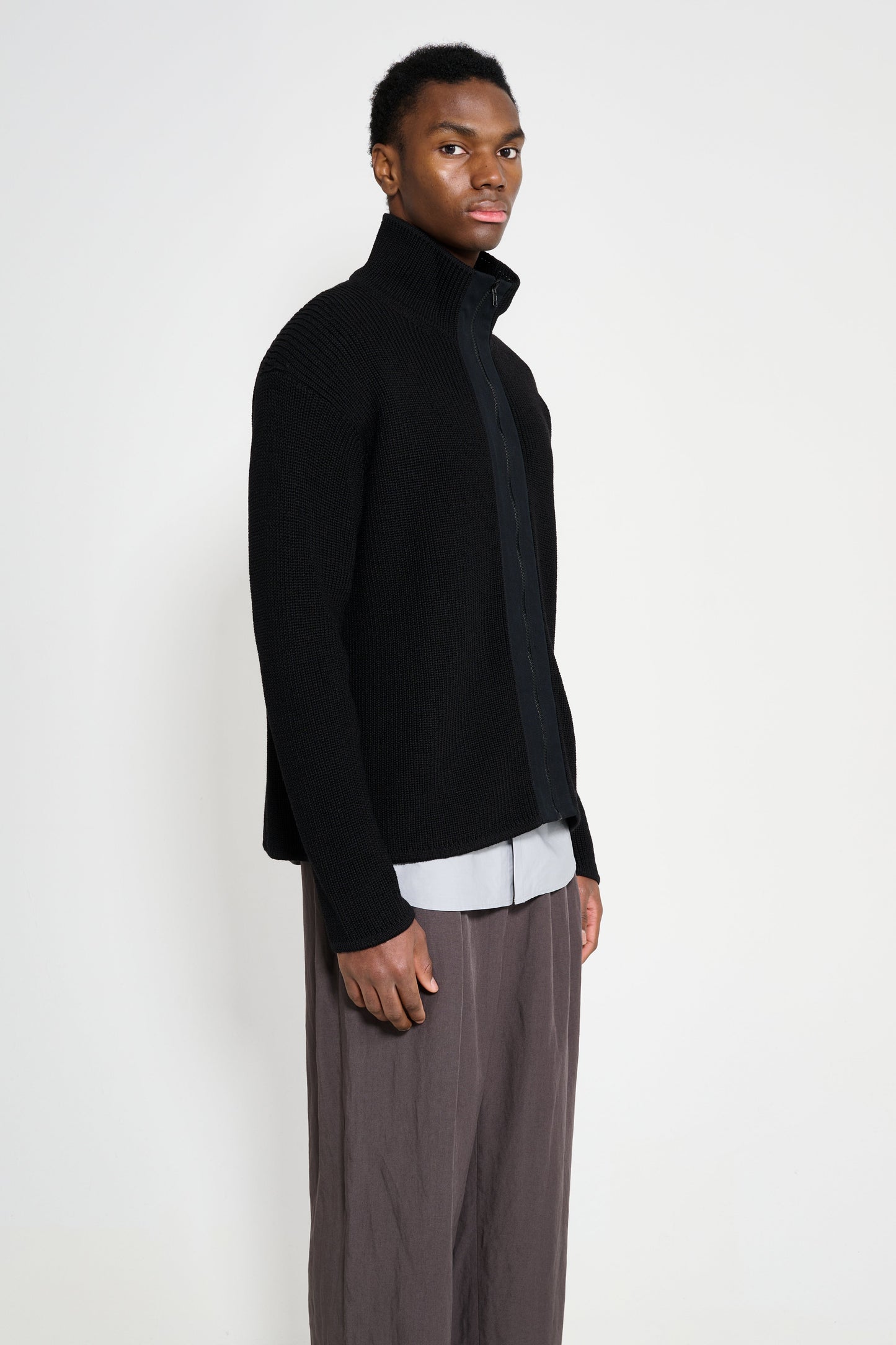 Margaret Howell Zip Through Cardigan Dry Wool Black