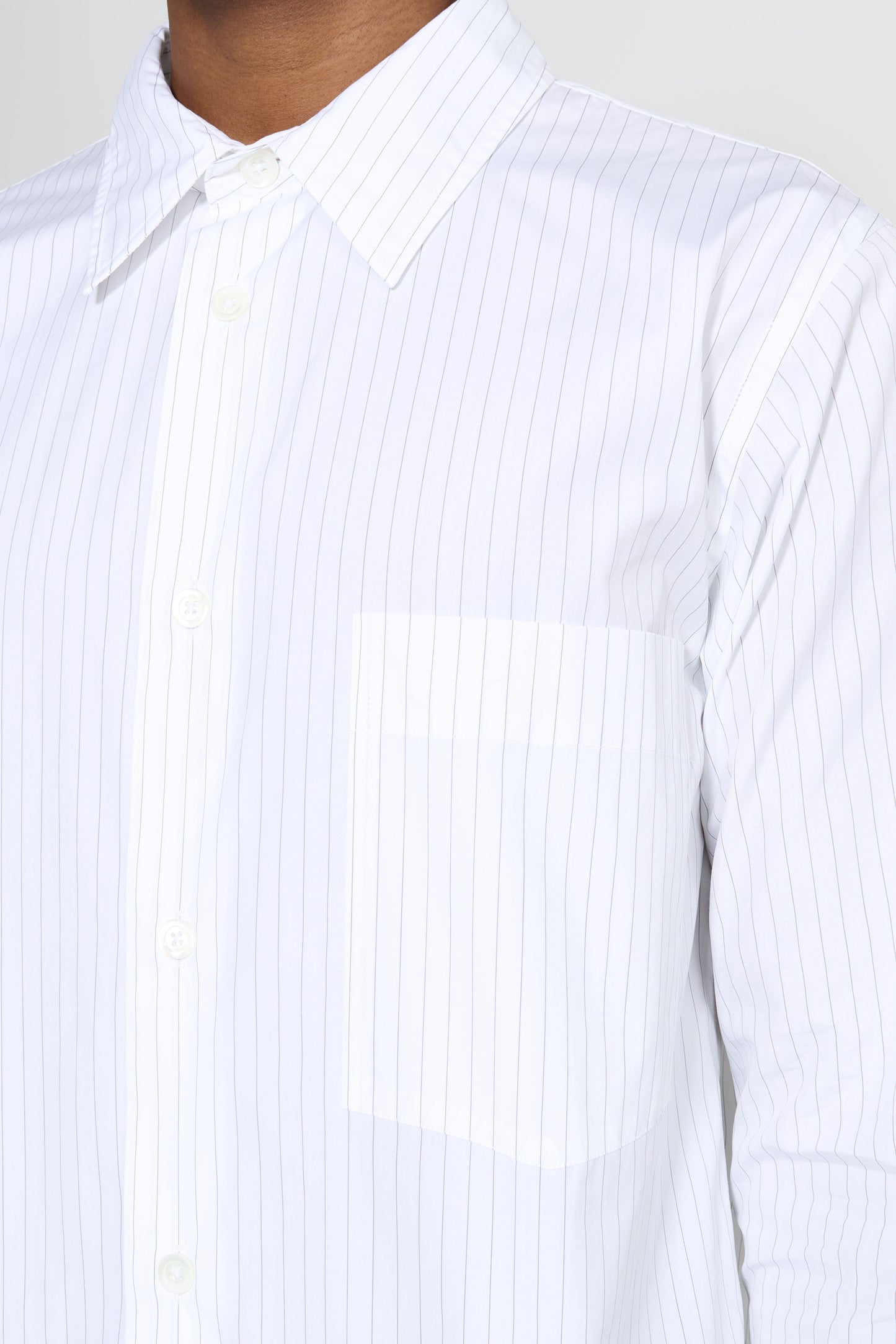 Margaret Howell Basic Shirt Fine Cotton Stripe White / Grey