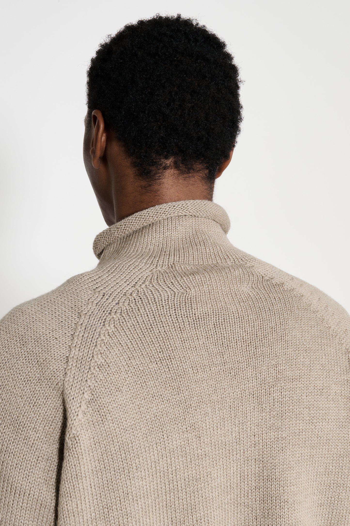 Margaret Howell MHL Rolled Edge Roll Neck Dry Merino Taupe
