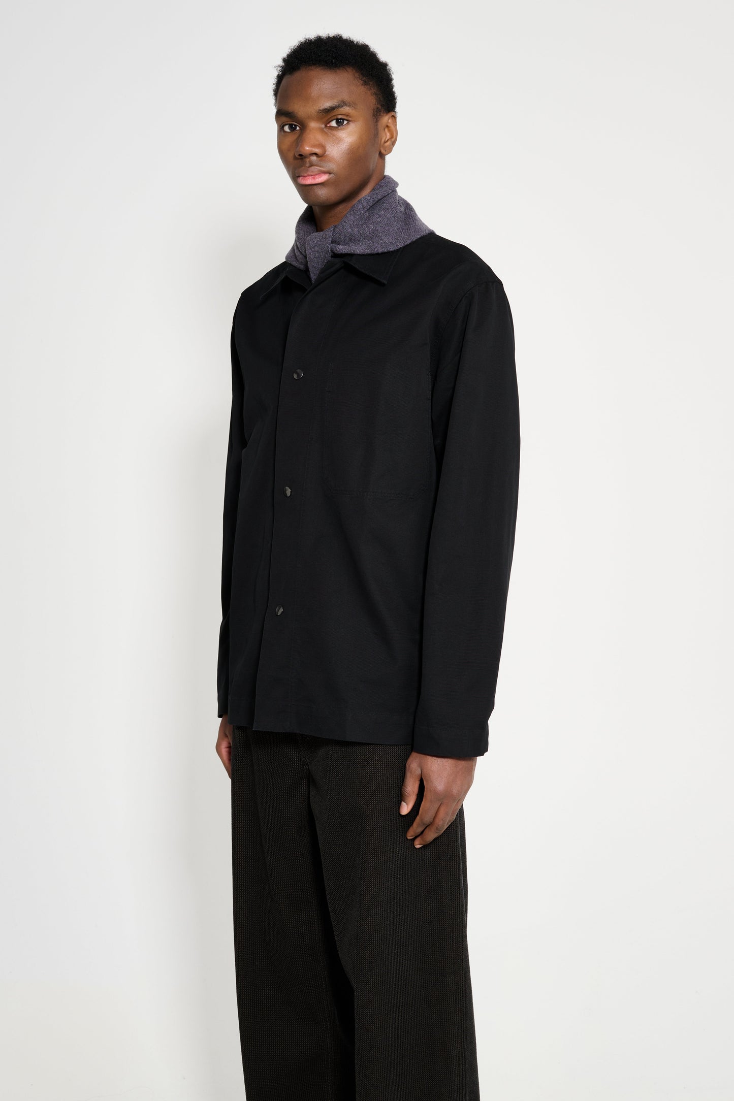 Margaret Howell MHL Chore Shirt Double Twisted Cotton Canvas Black