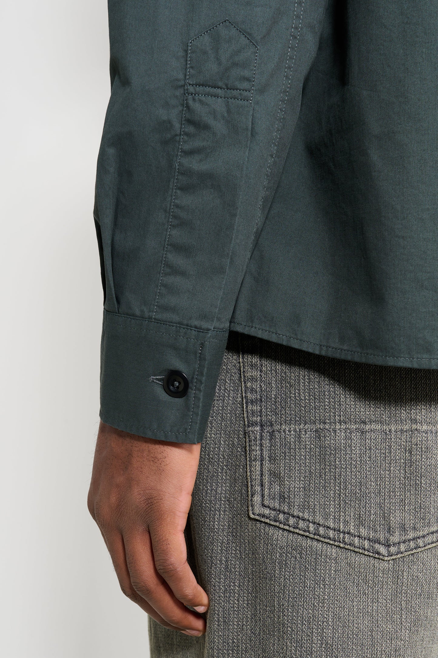 Margaret Howell MHL Overall Shirt Lightweight Brushed Cotton Algae