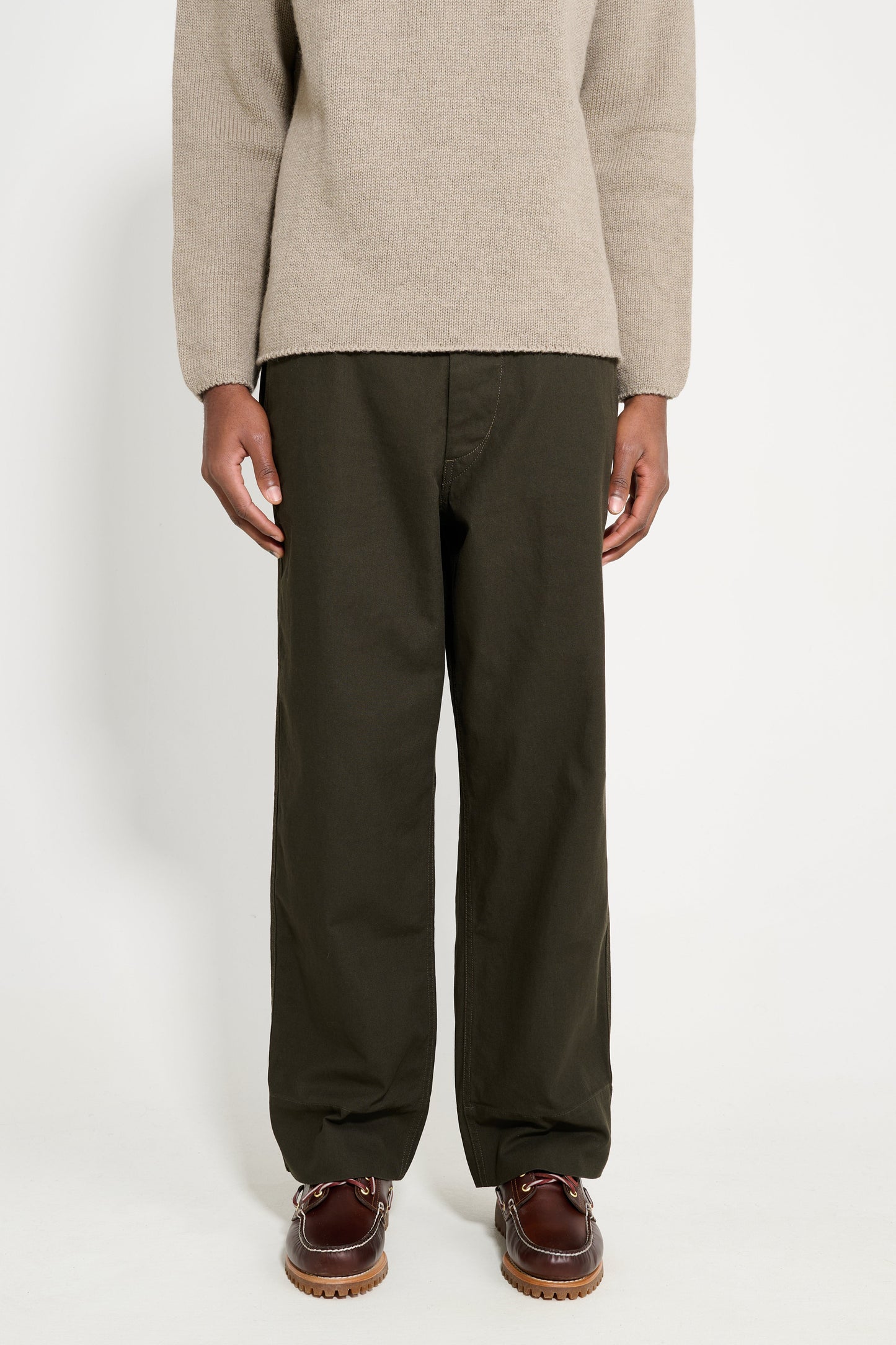 Margaret Howell MHL Wide Waistband Trousers Dry Cotton Cedar