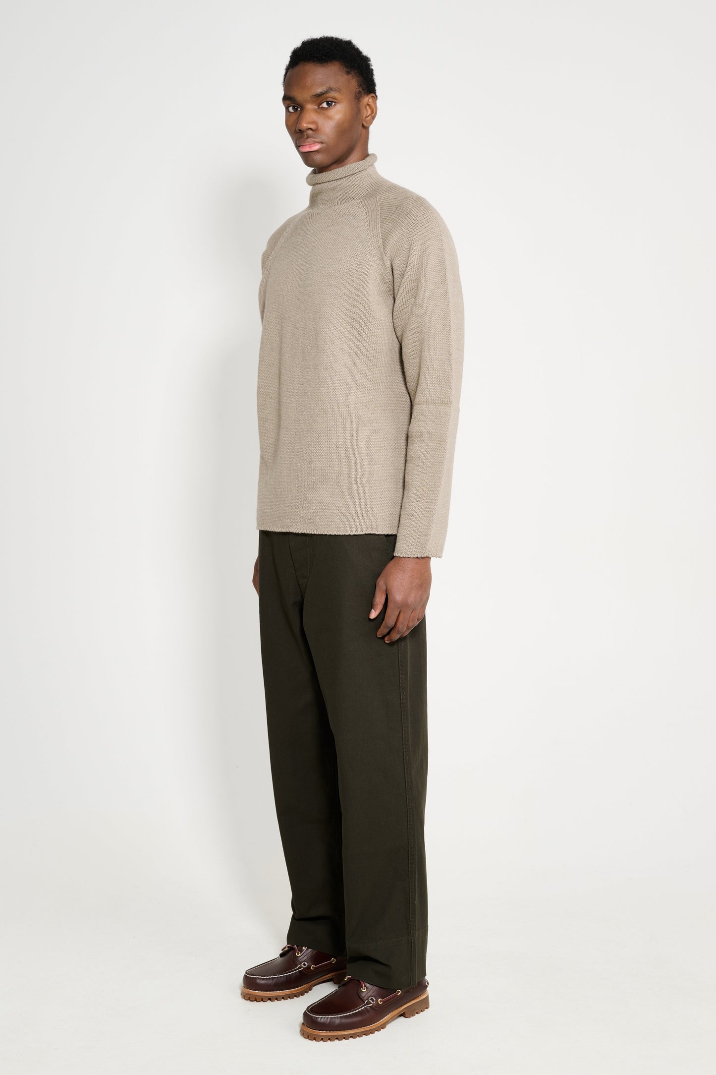 Margaret Howell MHL Wide Waistband Trousers Dry Cotton Cedar