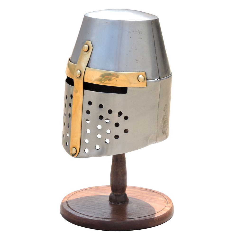 Mini Medieval Knight Helmet With Display Stand - TOPHATTER'S ARMORY DEALS
