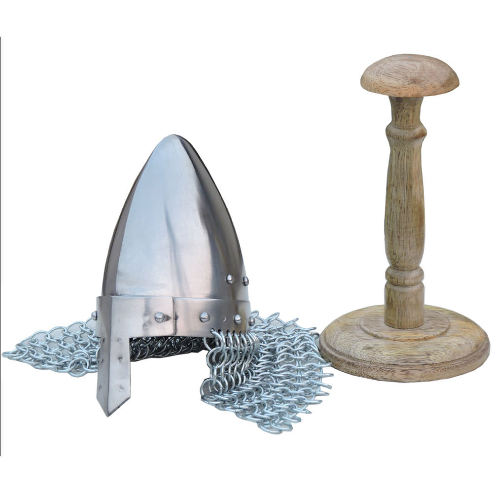 Mini Nasal Helmet With Display Stand & Chain Mail - TOPHATTER'S ARMORY DEALS