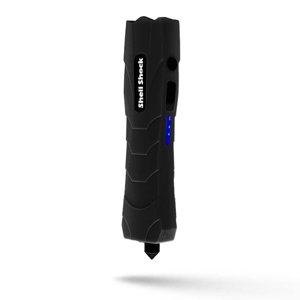 Black Shell Shock Pocket Knife Styled Stun Gun Flashlight Combo with Glass Breaker - TOPHATTER'S ARMORY DEALS