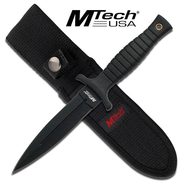 Black Dagger Double Edge Blade Belt Boot Knife 9 inch
