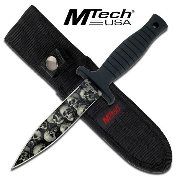 MTech Boot Knife with Skull Camo Finish Blade
