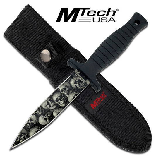 MTech Boot Knife with Skull Camo Finish Blade