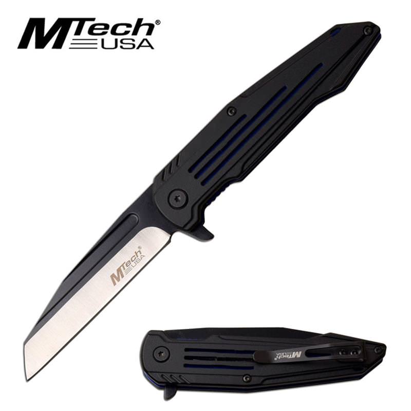 Mtech USA Folding Pocket Knife Black Blue With Ball Bearing Pivot - TOPHATTER'S ARMORY DEALS