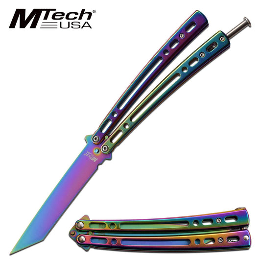 Butterfly Trainer 4 Inch Rainbow Tanto Blade Balisong Knife