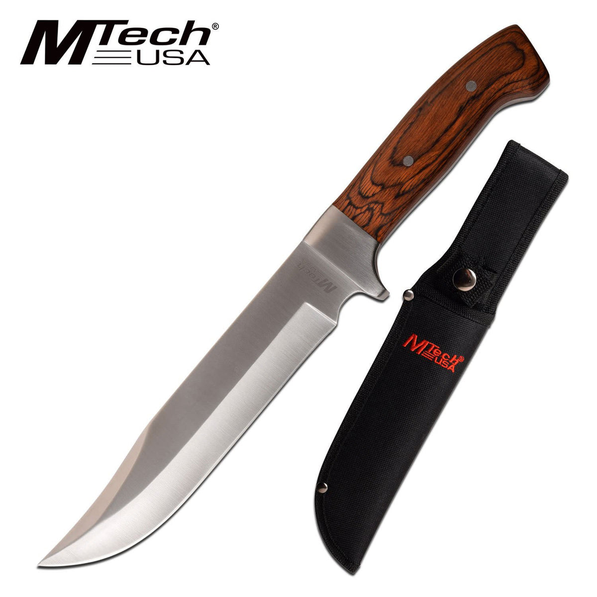 Mtech 12" Fixed Blade Hunting Knife Brown Pakkawood Handle - TOPHATTER'S ARMORY DEALS