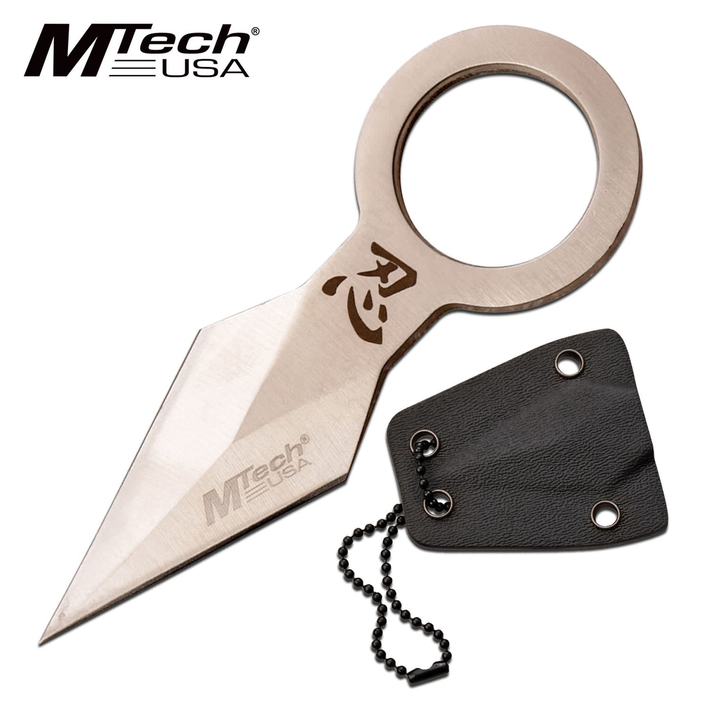 Mtech 3.75 Inch Ring Neck Knife Silver