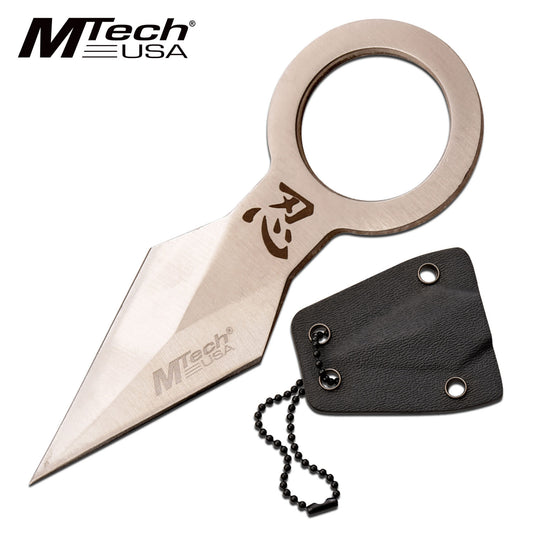 Mtech 3.75 Inch Ring Neck Knife Silver