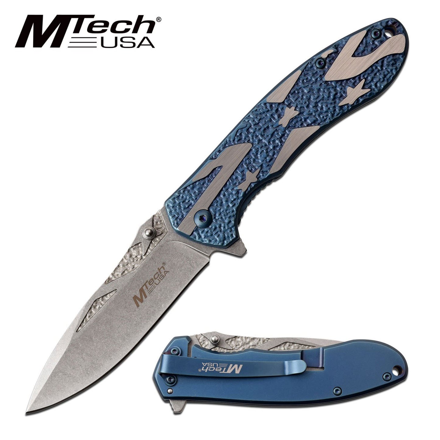 All-Steel 3.5" Blade Blue Rebel Spring-Assist Folding Knife
