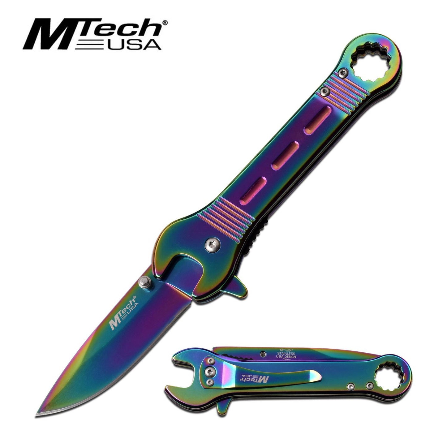Rainbow Blade Mechanic Wrench Handle Assisted Opening Knife