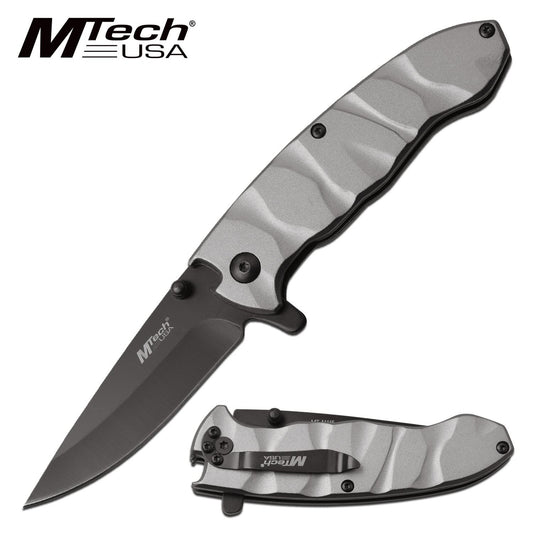 MTech 4" Blade Linerlock Grey EDC Spring-Assist Folding Pocket Knife