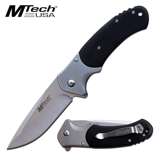 MTech LinerLock Spring Assisted Pocket Knife Black Pakkawood Handle