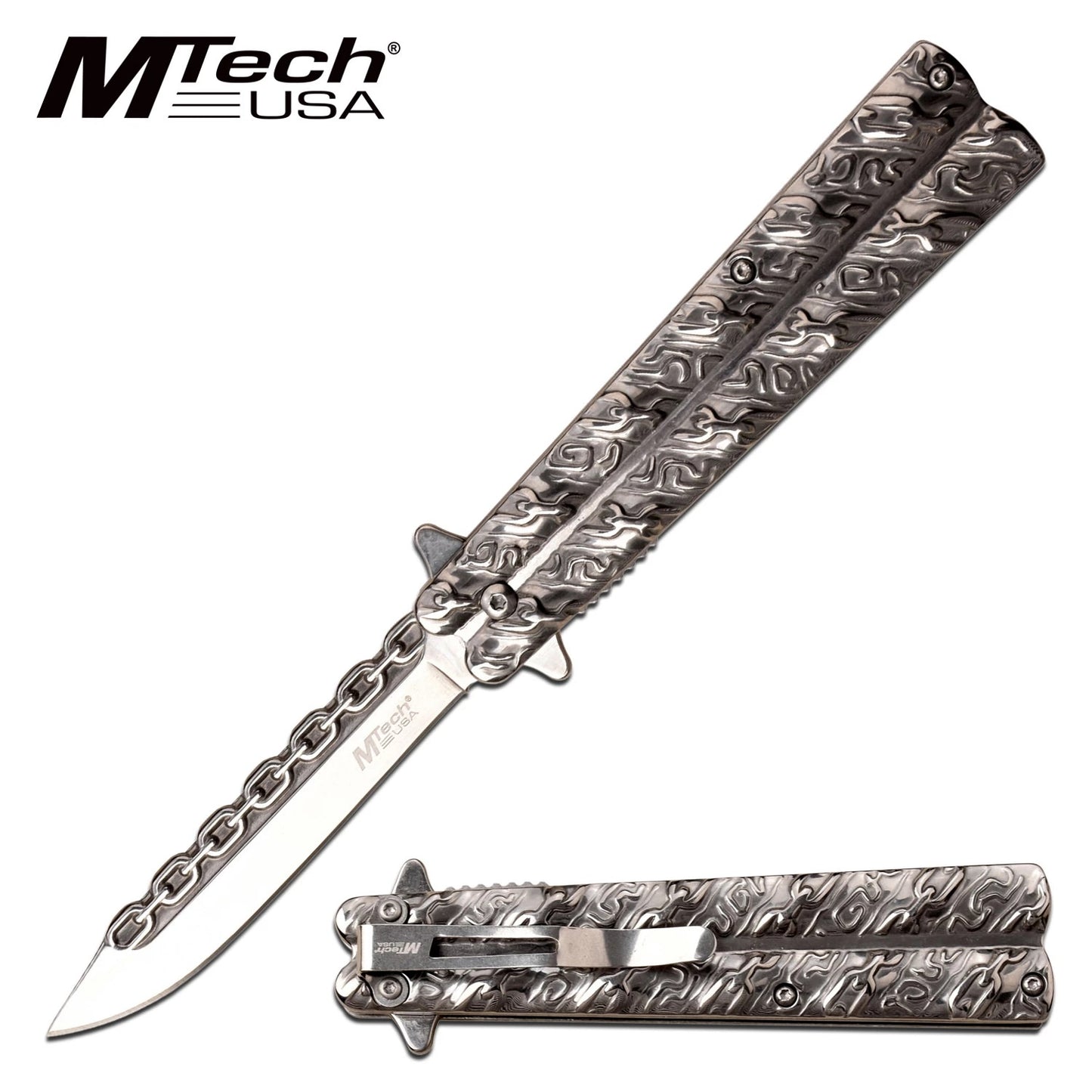 Pocket Knife Chain Style Blade Spring Assisted Knife Polished