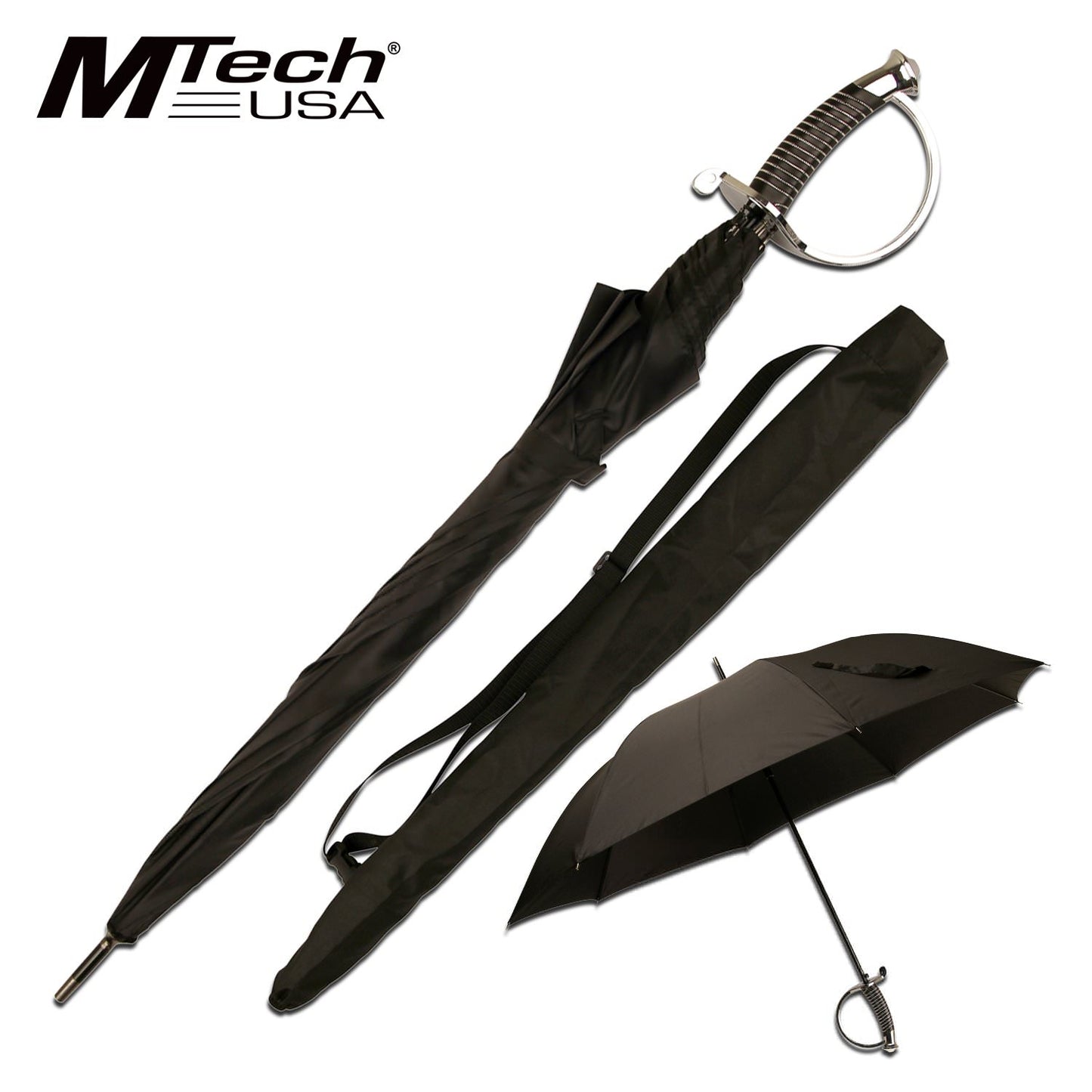 40" Black Novelty US 1850 Cavalry Sword Saber Handle Umbrella - No Blade