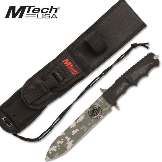 Fixed Blade Tactical Survival Knife Green Digital Camo Hunting Camping Knife