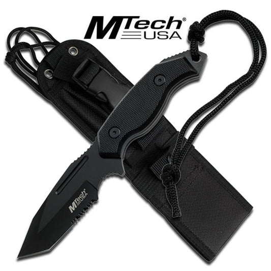 Black Tactical 5MM Thick Tanto Blade Hunting Knife With Custom Sheath