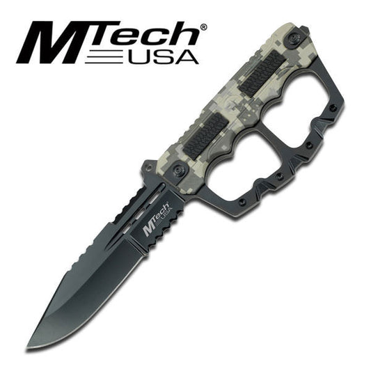 10.5 Inch Mtech Fixed Blade Digital Camo Knuckle Handle Knife