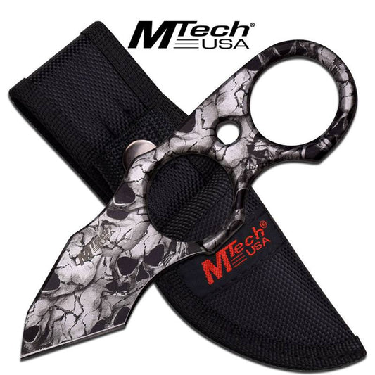 Skull Full Tang Finger Ring Tactical Tanto Fixed Blade Knife
